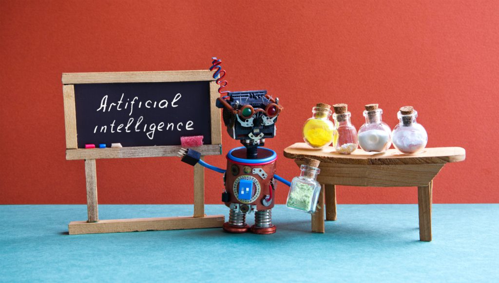 Artificial intelligence robotic automation education concept.